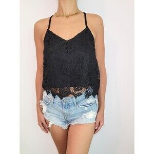 Streetwear Sxciety  Spaghetti Strap Crochet lace  Black Size S
